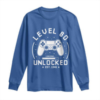 Level 80 Unlocked Video Gamer 80th Birthday Gift Long Sleeve Shirt Vintage 1946 80 Year Old Gift
