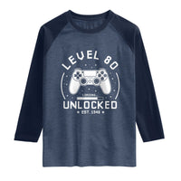 Level 80 Unlocked Video Gamer 80th Birthday Gift Raglan Shirt Vintage 1946 80 Year Old Gift