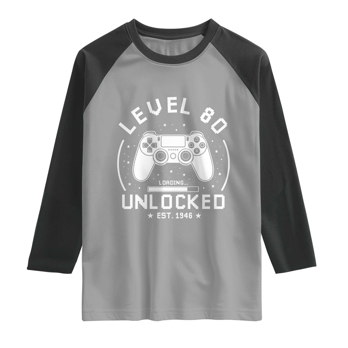 Level 80 Unlocked Video Gamer 80th Birthday Gift Raglan Shirt Vintage 1946 80 Year Old Gift