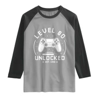 Level 80 Unlocked Video Gamer 80th Birthday Gift Raglan Shirt Vintage 1946 80 Year Old Gift
