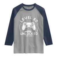 Level 80 Unlocked Video Gamer 80th Birthday Gift Raglan Shirt Vintage 1946 80 Year Old Gift