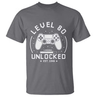 Level 80 Unlocked Video Gamer 80th Birthday Gift T Shirt Vintage 1946 80 Year Old Gift