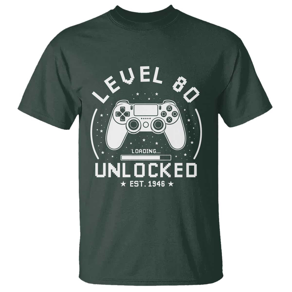 Level 80 Unlocked Video Gamer 80th Birthday Gift T Shirt Vintage 1946 80 Year Old Gift
