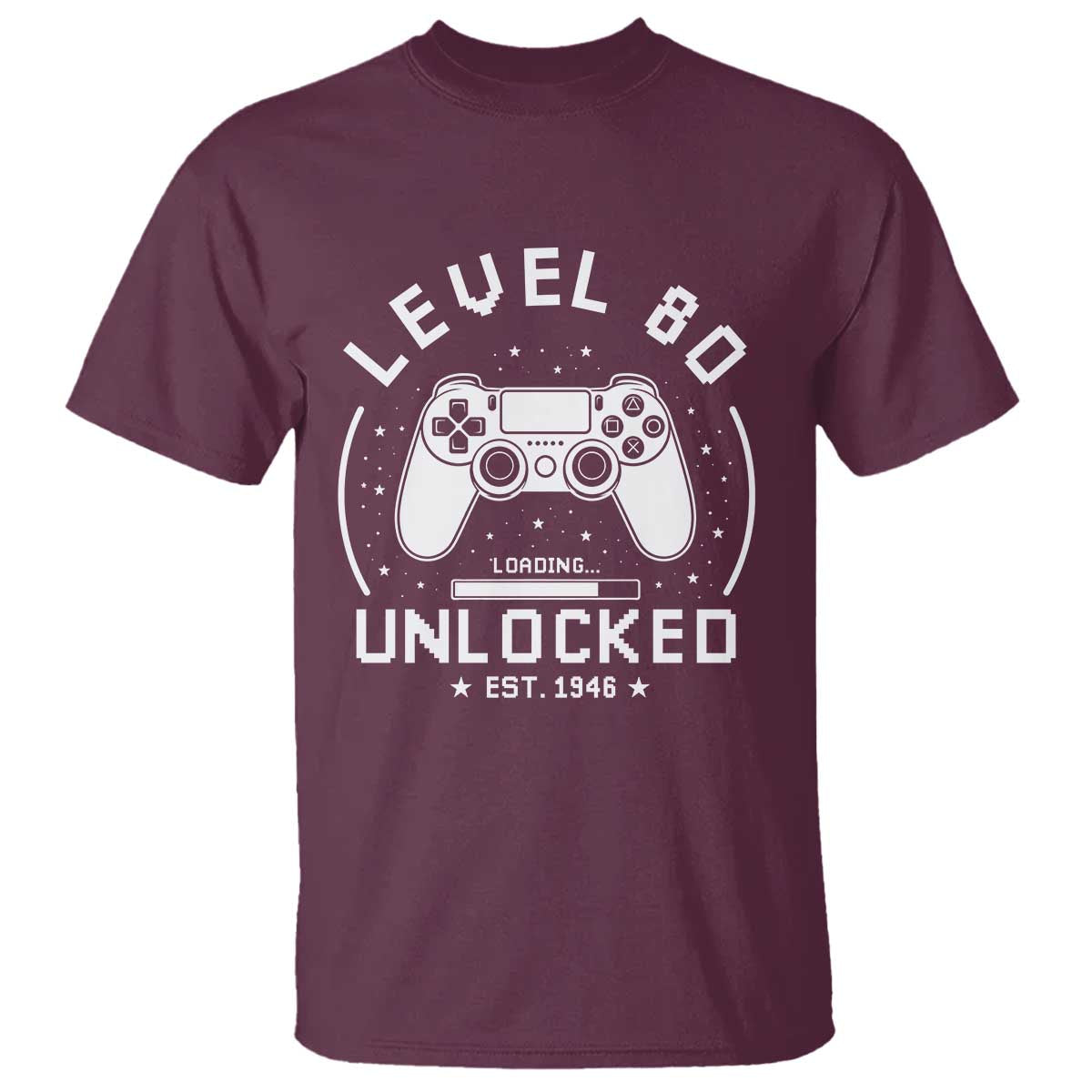 Level 80 Unlocked Video Gamer 80th Birthday Gift T Shirt Vintage 1946 80 Year Old Gift