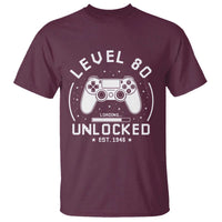 Level 80 Unlocked Video Gamer 80th Birthday Gift T Shirt Vintage 1946 80 Year Old Gift