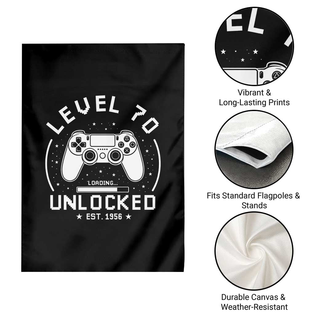 Level 70 Unlocked Video Gamer 70th Birthday Gift Garden Flag Vintage 1956 70 Year Old Gift