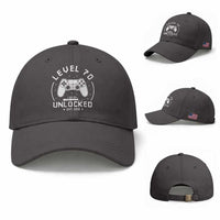 Level 70 Unlocked Video Gamer 70th Birthday Gift Baseball Cap Vintage 1956 70 Year Old Gift
