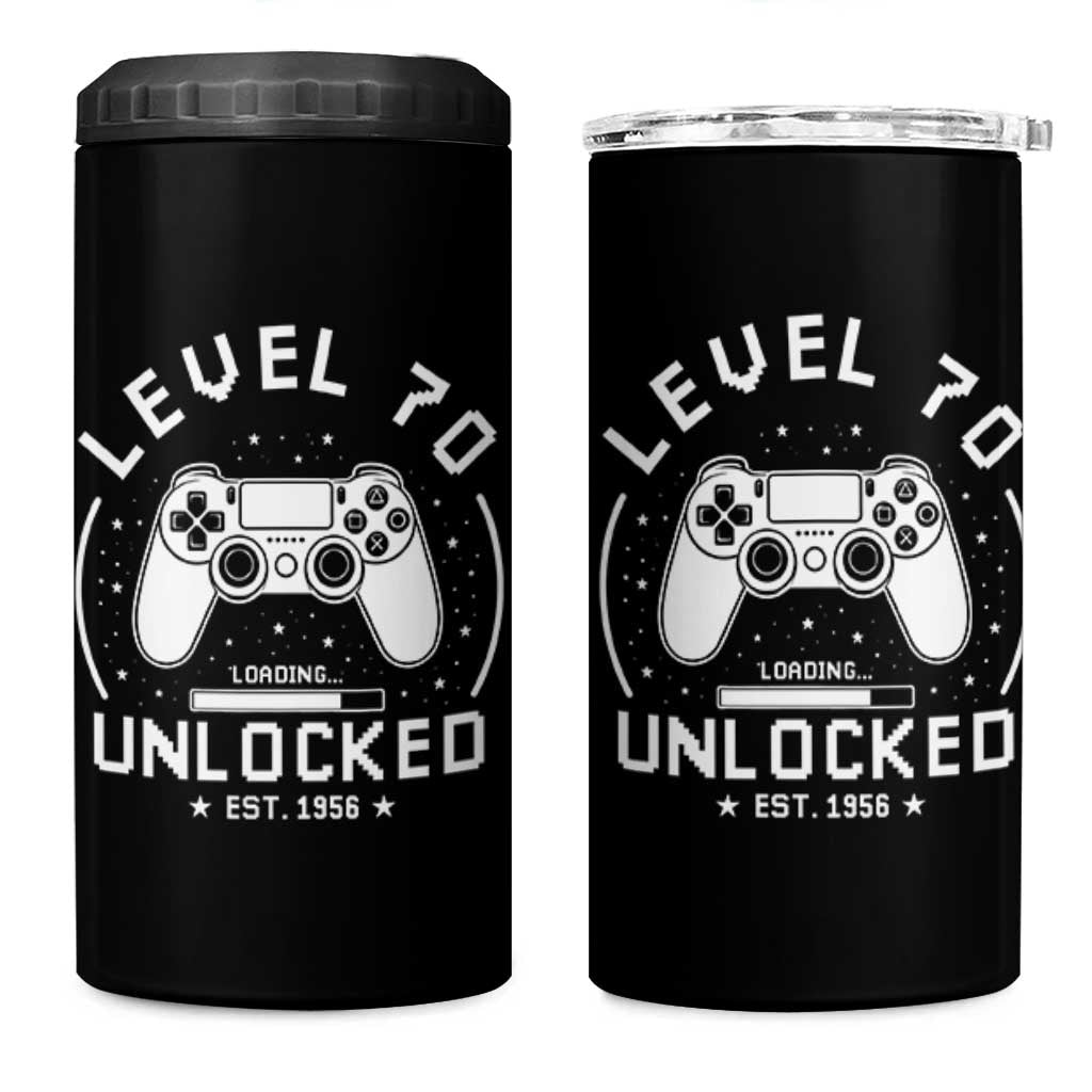 Level 70 Unlocked Video Gamer 70th Birthday Gift 4 in 1 Can Cooler Tumbler Vintage 1956 70 Year Old Gift