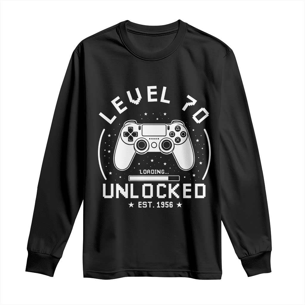 Level 70 Unlocked Video Gamer 70th Birthday Gift Long Sleeve Shirt Vintage 1956 70 Year Old Gift