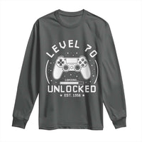 Level 70 Unlocked Video Gamer 70th Birthday Gift Long Sleeve Shirt Vintage 1956 70 Year Old Gift