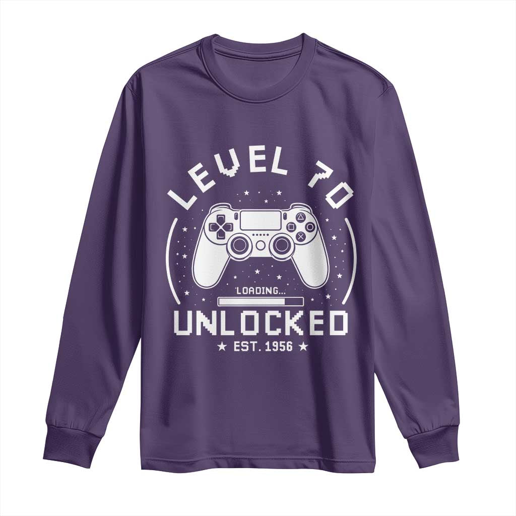 Level 70 Unlocked Video Gamer 70th Birthday Gift Long Sleeve Shirt Vintage 1956 70 Year Old Gift