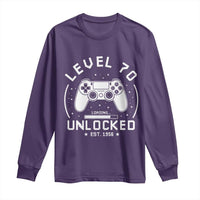 Level 70 Unlocked Video Gamer 70th Birthday Gift Long Sleeve Shirt Vintage 1956 70 Year Old Gift