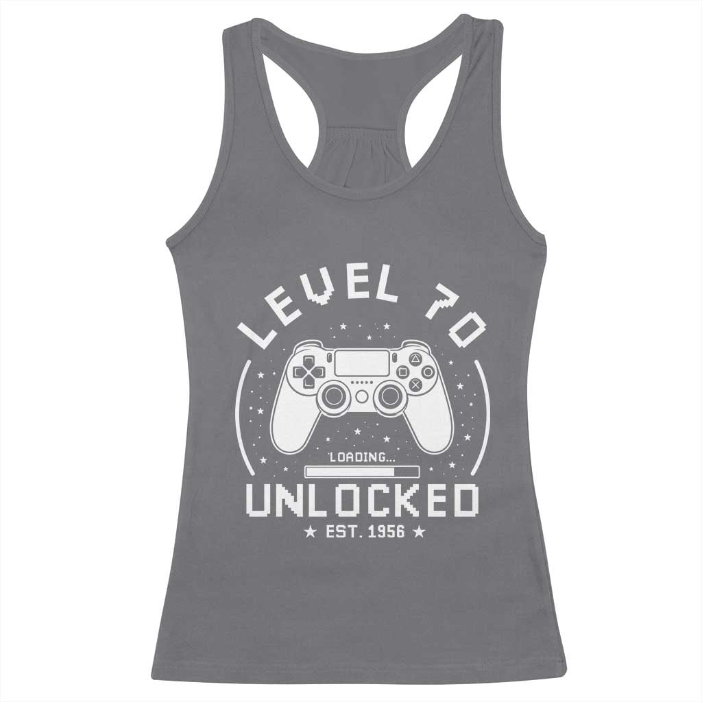 Level 70 Unlocked Video Gamer 70th Birthday Gift Racerback Tank Top Vintage 1956 70 Year Old Gift