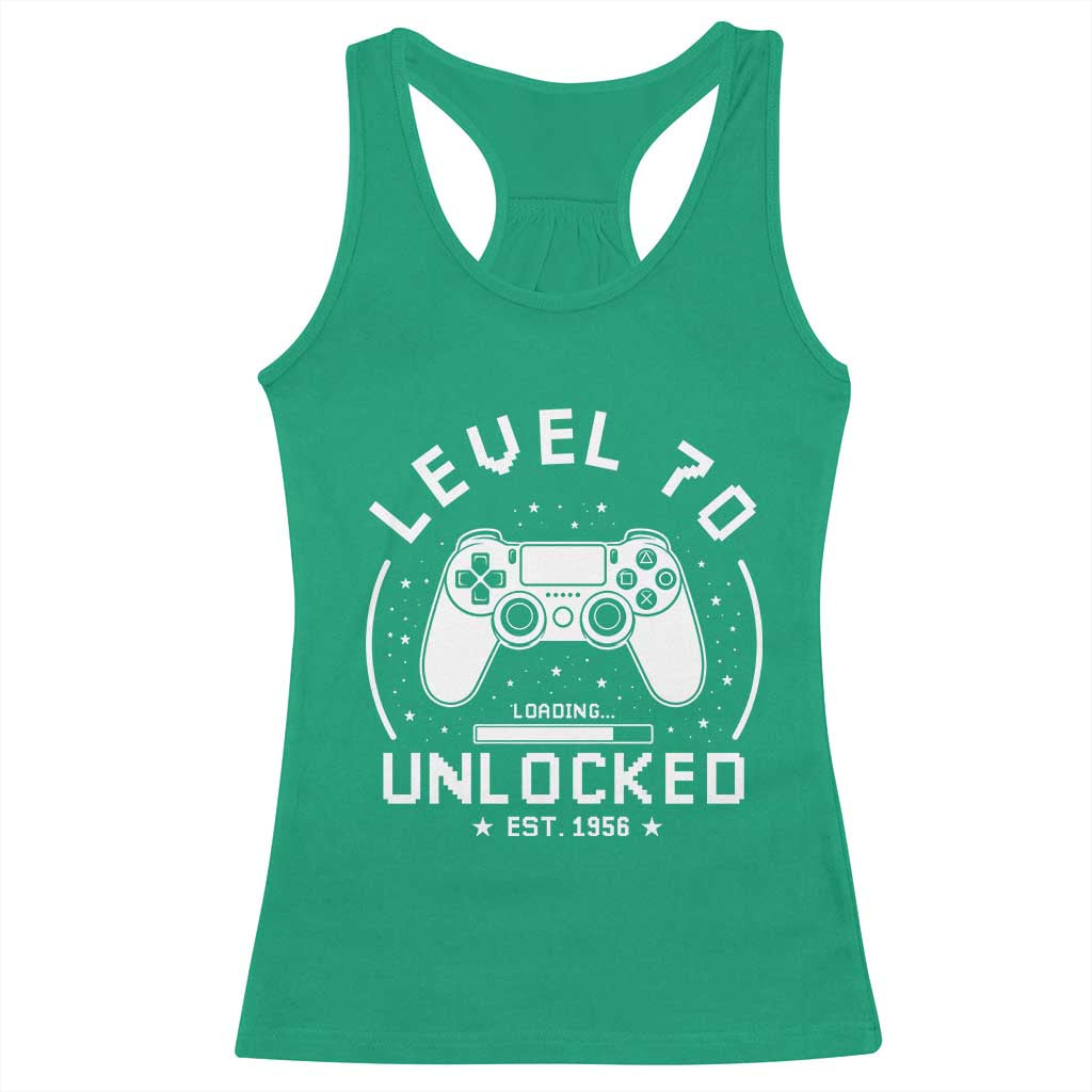 Level 70 Unlocked Video Gamer 70th Birthday Gift Racerback Tank Top Vintage 1956 70 Year Old Gift