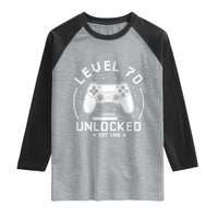 Level 70 Unlocked Video Gamer 70th Birthday Gift Raglan Shirt Vintage 1956 70 Year Old Gift