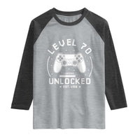 Level 70 Unlocked Video Gamer 70th Birthday Gift Raglan Shirt Vintage 1956 70 Year Old Gift
