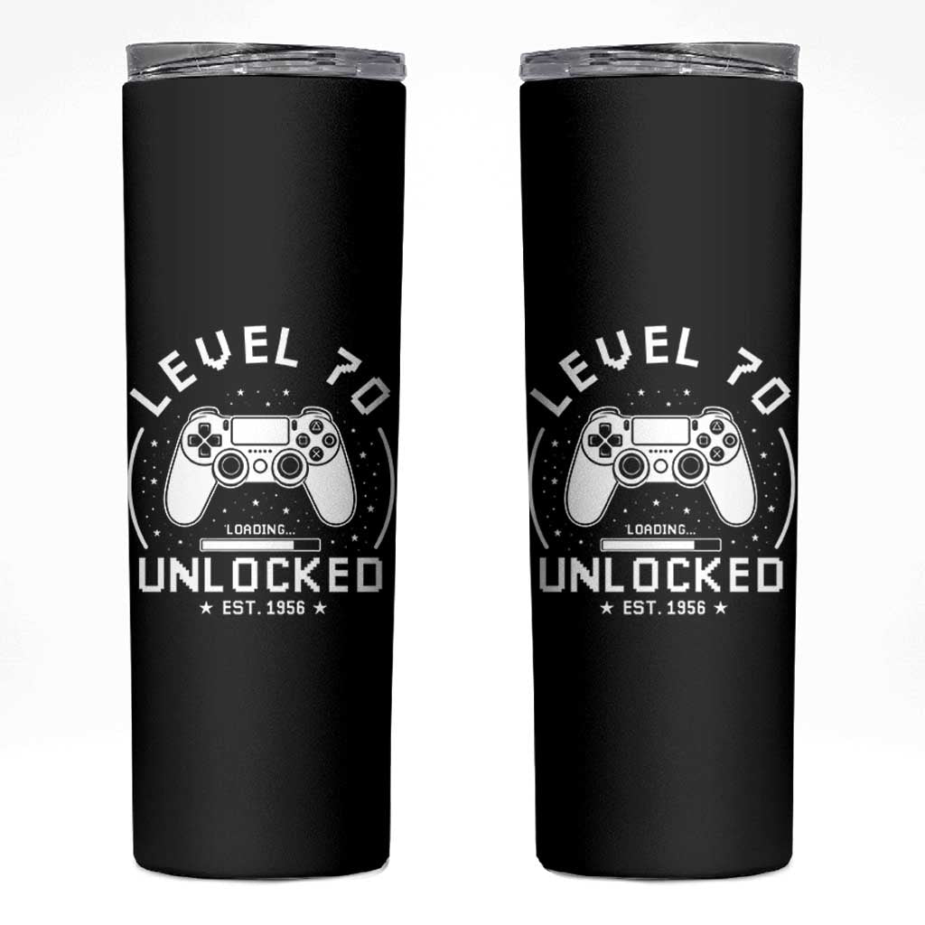 Level 70 Unlocked Video Gamer 70th Birthday Gift Skinny Tumbler Vintage 1956 70 Year Old Gift