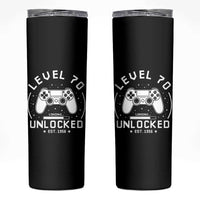 Level 70 Unlocked Video Gamer 70th Birthday Gift Skinny Tumbler Vintage 1956 70 Year Old Gift