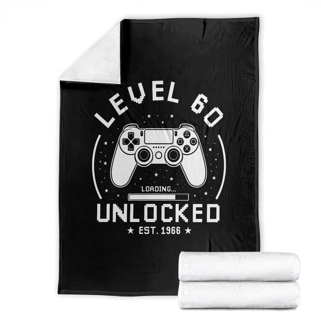 Level 60 Unlocked Video Gamer 60th Birthday Gift Throw Blanket Vintage 1966 60 Year Old Gift