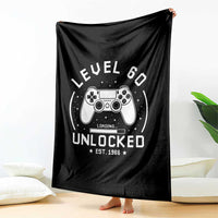 Level 60 Unlocked Video Gamer 60th Birthday Gift Throw Blanket Vintage 1966 60 Year Old Gift