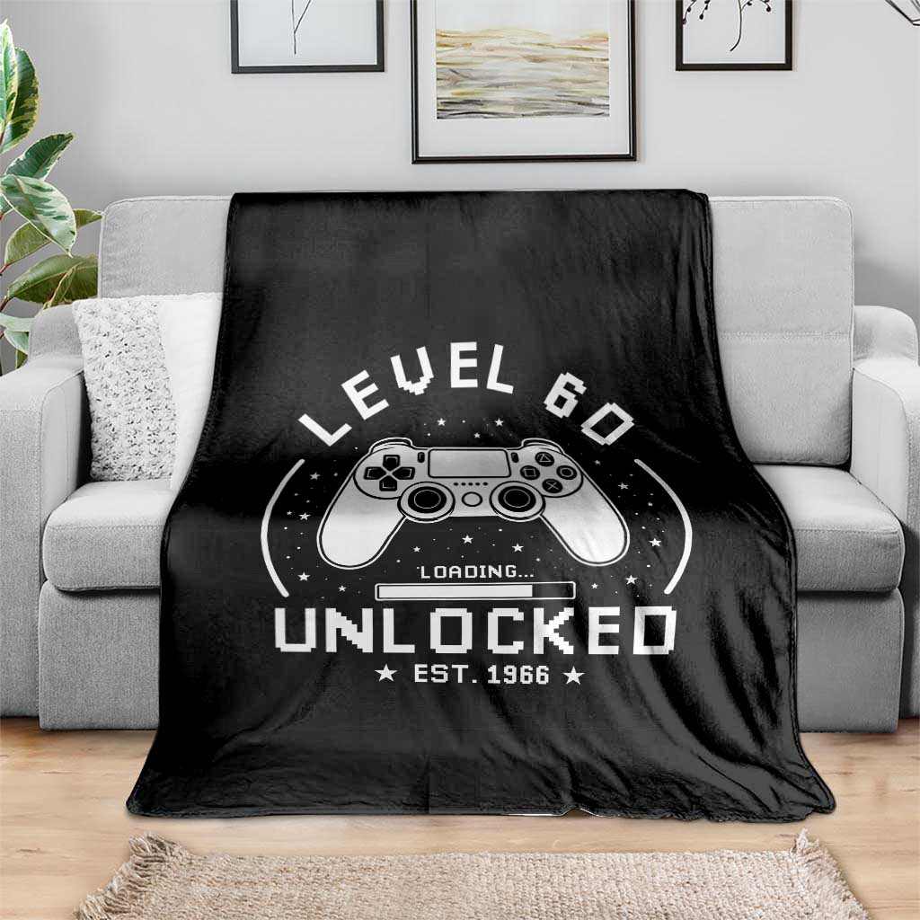 Level 60 Unlocked Video Gamer 60th Birthday Gift Throw Blanket Vintage 1966 60 Year Old Gift