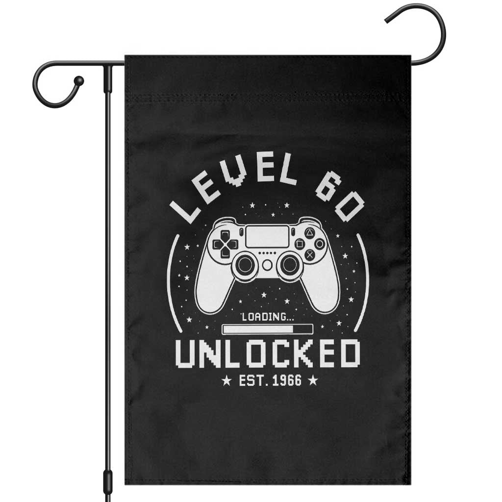 Level 60 Unlocked Video Gamer 60th Birthday Gift Garden Flag Vintage 1966 60 Year Old Gift