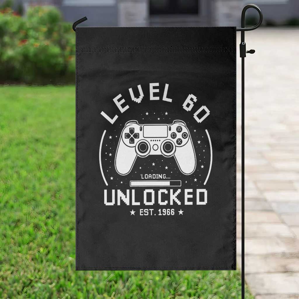 Level 60 Unlocked Video Gamer 60th Birthday Gift Garden Flag Vintage 1966 60 Year Old Gift