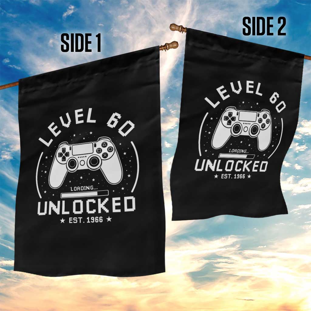 Level 60 Unlocked Video Gamer 60th Birthday Gift Garden Flag Vintage 1966 60 Year Old Gift