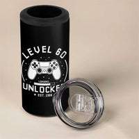Level 60 Unlocked Video Gamer 60th Birthday Gift 4 in 1 Can Cooler Tumbler Vintage 1966 60 Year Old Gift