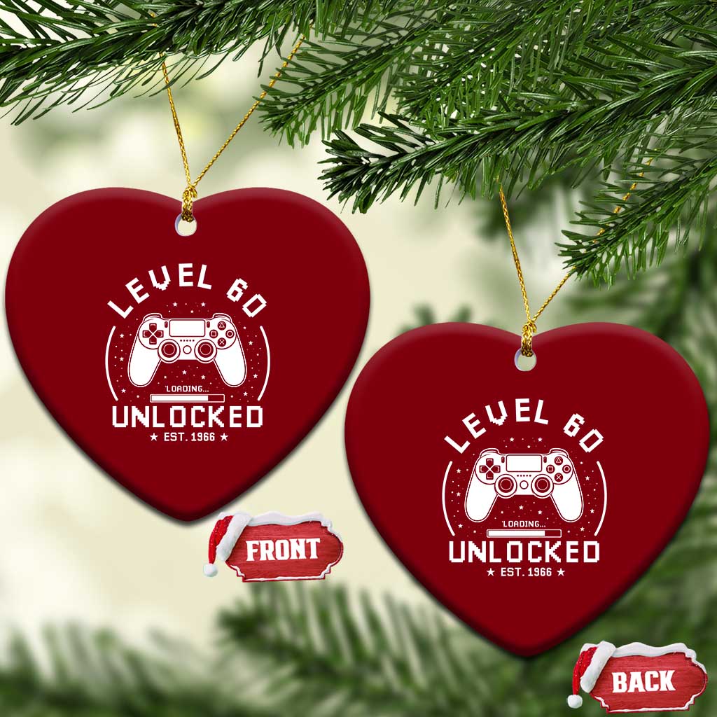 Level 60 Unlocked Video Gamer 60th Birthday Gift Ceramic Ornament Vintage 1966 60 Year Old Gift