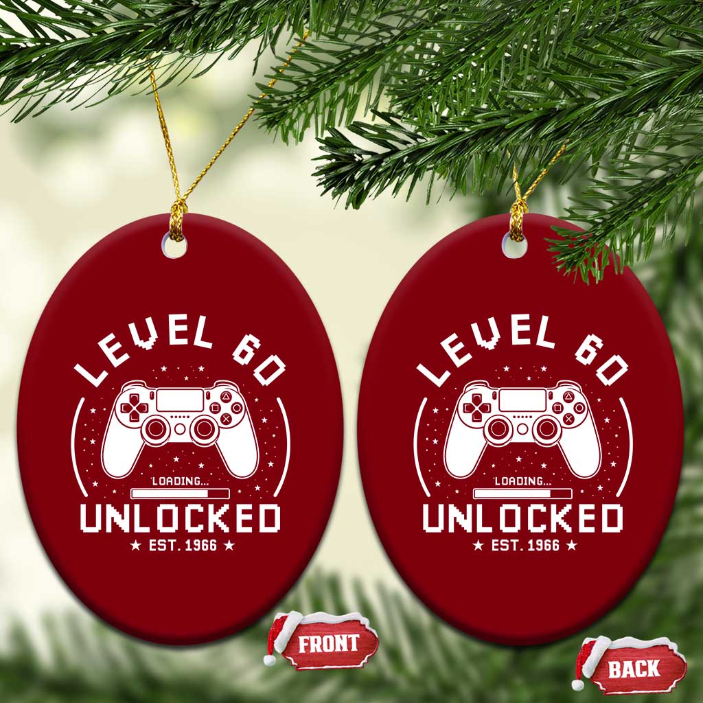 Level 60 Unlocked Video Gamer 60th Birthday Gift Ceramic Ornament Vintage 1966 60 Year Old Gift