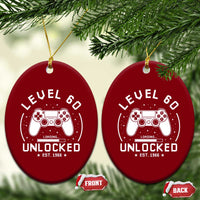 Level 60 Unlocked Video Gamer 60th Birthday Gift Ceramic Ornament Vintage 1966 60 Year Old Gift