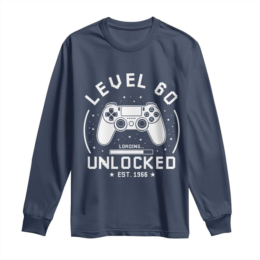 Level 60 Unlocked Video Gamer 60th Birthday Gift Long Sleeve Shirt Vintage 1966 60 Year Old Gift