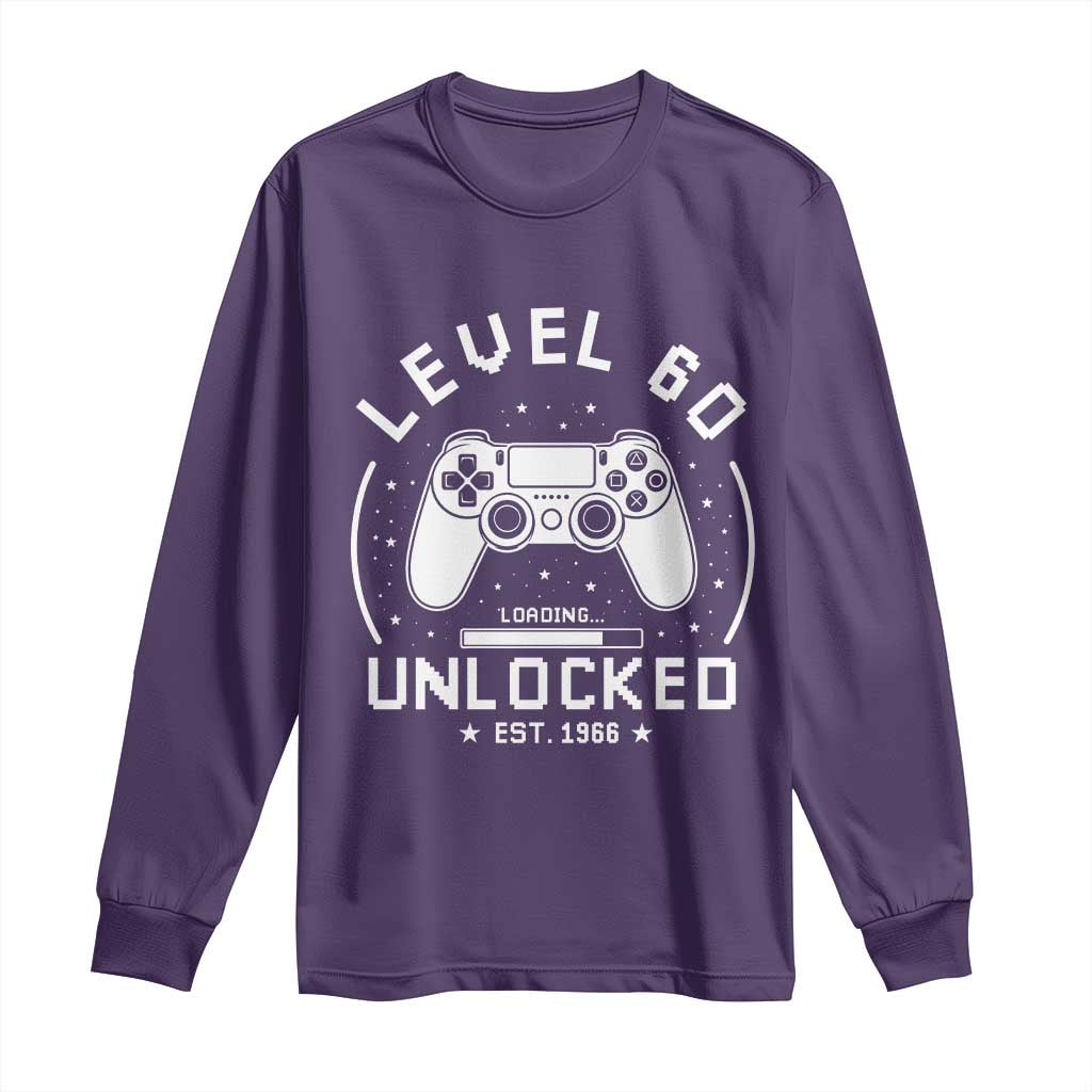 Level 60 Unlocked Video Gamer 60th Birthday Gift Long Sleeve Shirt Vintage 1966 60 Year Old Gift