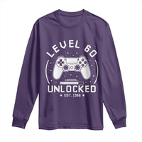 Level 60 Unlocked Video Gamer 60th Birthday Gift Long Sleeve Shirt Vintage 1966 60 Year Old Gift