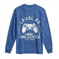 Level 60 Unlocked Video Gamer 60th Birthday Gift Long Sleeve Shirt Vintage 1966 60 Year Old Gift