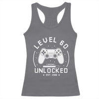 Level 60 Unlocked Video Gamer 60th Birthday Gift Racerback Tank Top Vintage 1966 60 Year Old Gift