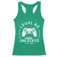 Level 60 Unlocked Video Gamer 60th Birthday Gift Racerback Tank Top Vintage 1966 60 Year Old Gift