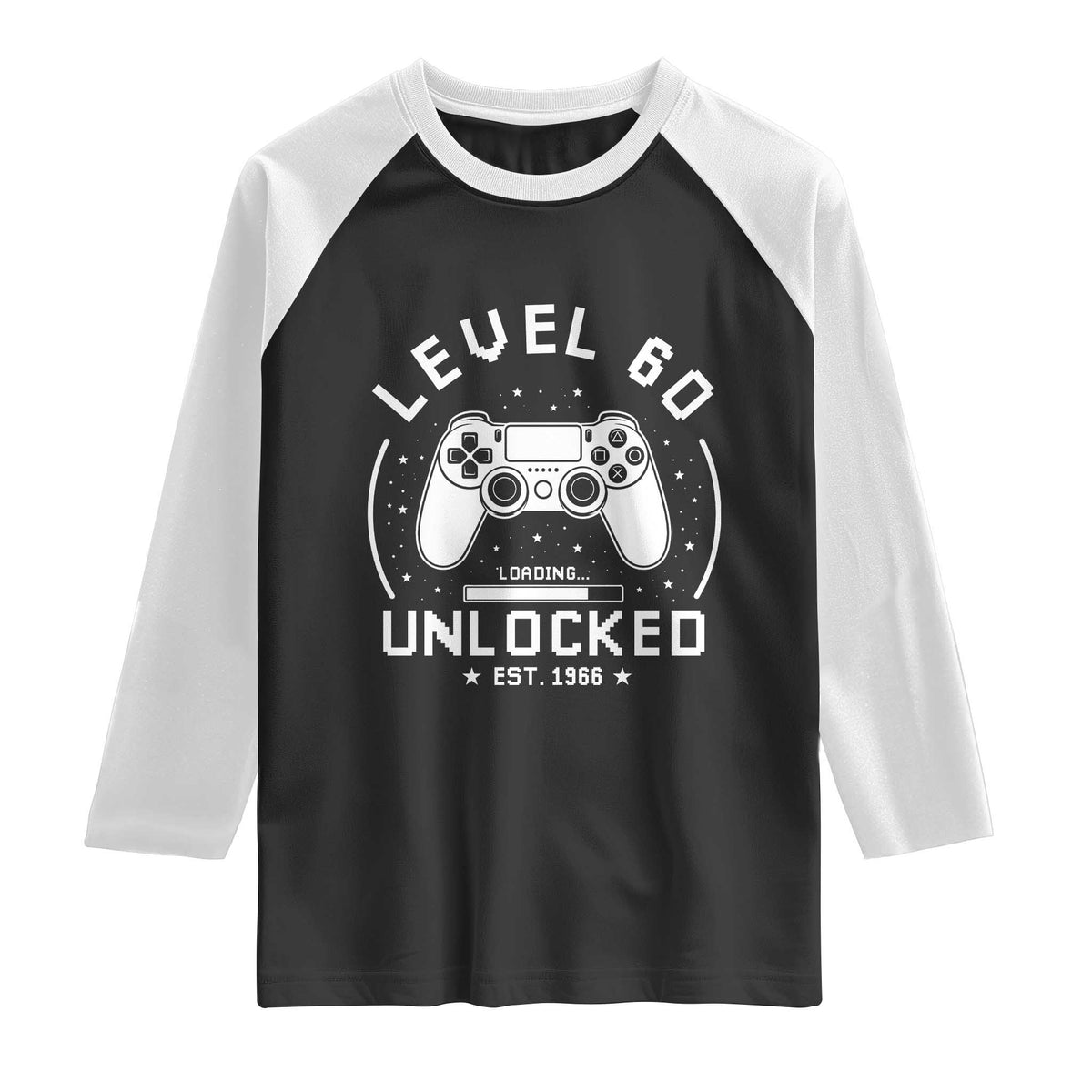 Level 60 Unlocked Video Gamer 60th Birthday Gift Raglan Shirt Vintage 1966 60 Year Old Gift