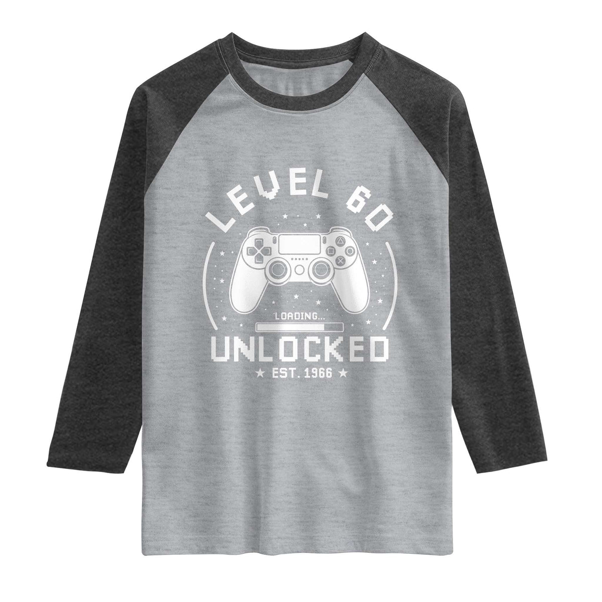Level 60 Unlocked Video Gamer 60th Birthday Gift Raglan Shirt Vintage 1966 60 Year Old Gift