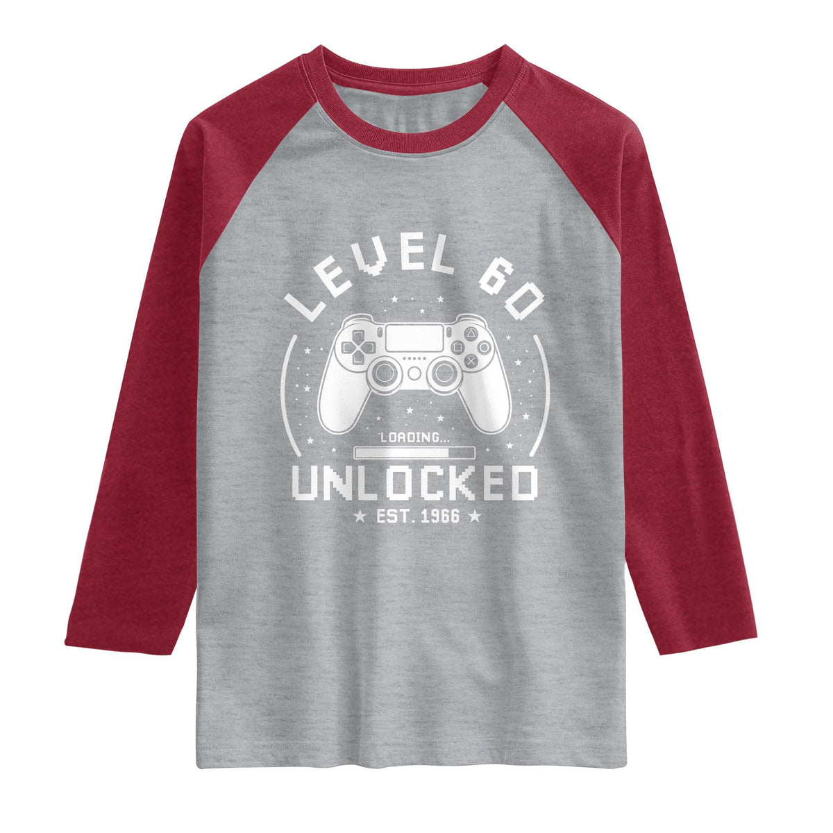 Level 60 Unlocked Video Gamer 60th Birthday Gift Raglan Shirt Vintage 1966 60 Year Old Gift