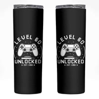 Level 60 Unlocked Video Gamer 60th Birthday Gift Skinny Tumbler Vintage 1966 60 Year Old Gift