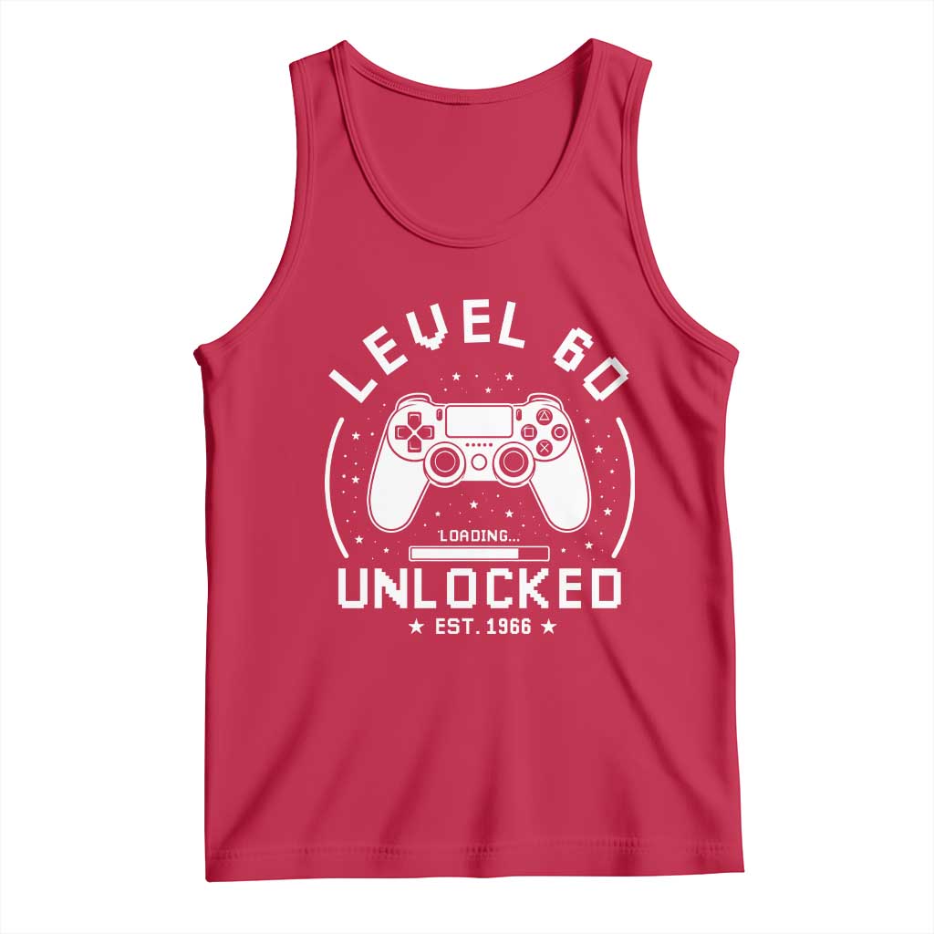Level 60 Unlocked Video Gamer 60th Birthday Gift Tank Top Vintage 1966 60 Year Old Gift