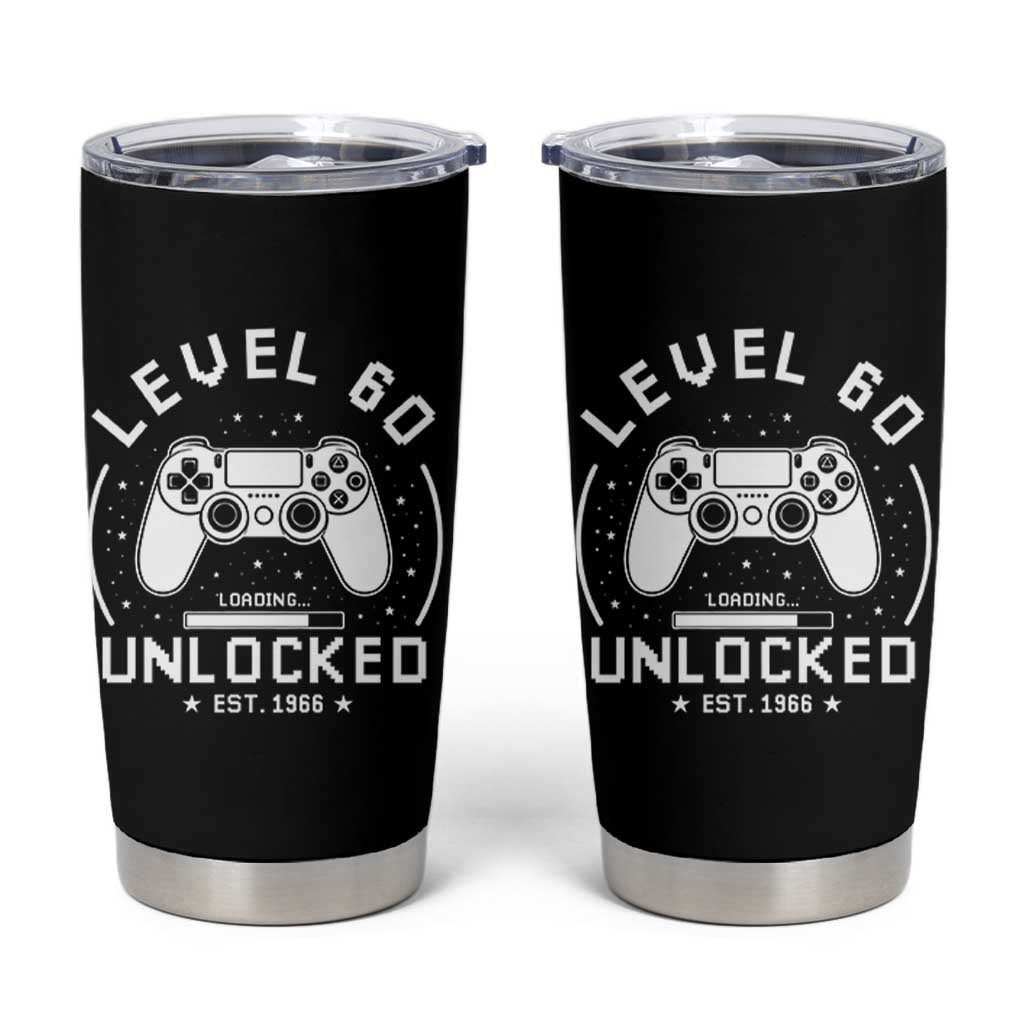Level 60 Unlocked Video Gamer 60th Birthday Gift Tumbler Cup Vintage 1966 60 Year Old Gift