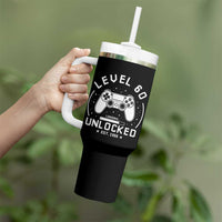 Level 60 Unlocked Video Gamer 60th Birthday Gift Tumbler With Handle Vintage 1966 60 Year Old Gift