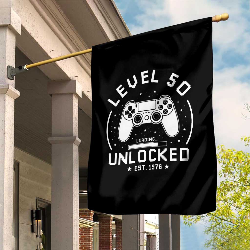Level 50 Unlocked Video Gamer 50th Birthday Gift Garden Flag Vintage 1976 50 Year Old Gift