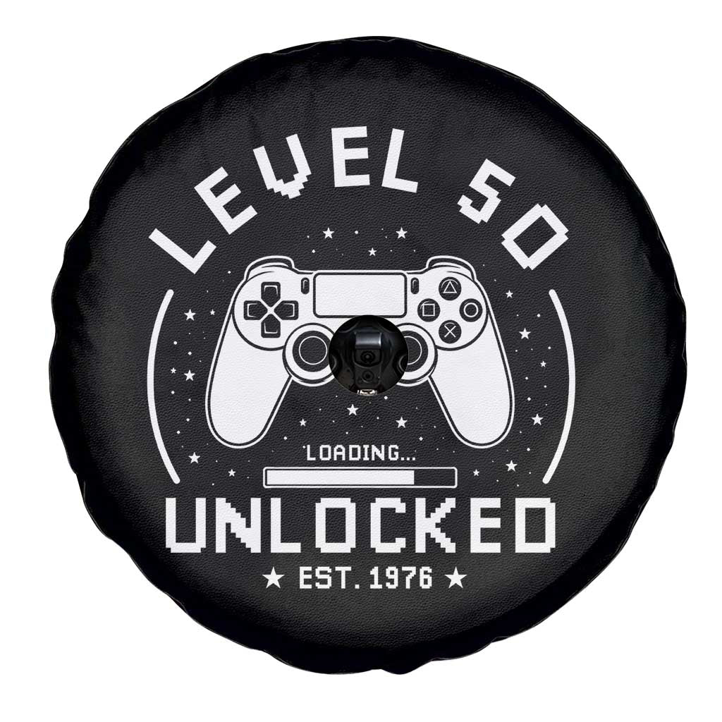 Level 50 Unlocked Video Gamer 50th Birthday Gift Spare Tire Cover Vintage 1976 50 Year Old Gift