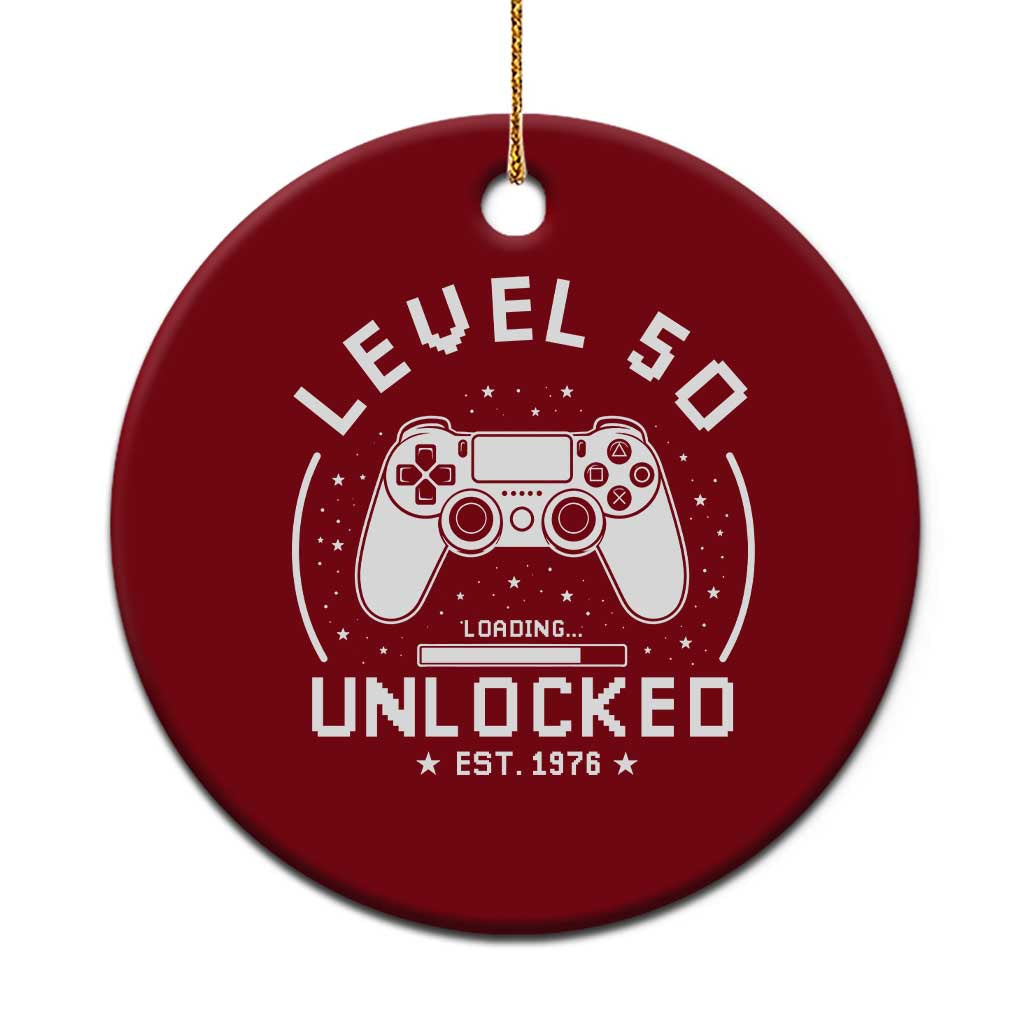 Level 50 Unlocked Video Gamer 50th Birthday Gift Ceramic Ornament Vintage 1976 50 Year Old Gift