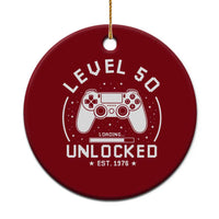 Level 50 Unlocked Video Gamer 50th Birthday Gift Ceramic Ornament Vintage 1976 50 Year Old Gift