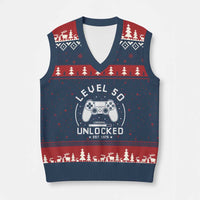 Level 50 Unlocked Video Gamer 50th Birthday Gift V-Neck Knit Sweater Vest Vintage 1976 50 Year Old Gift